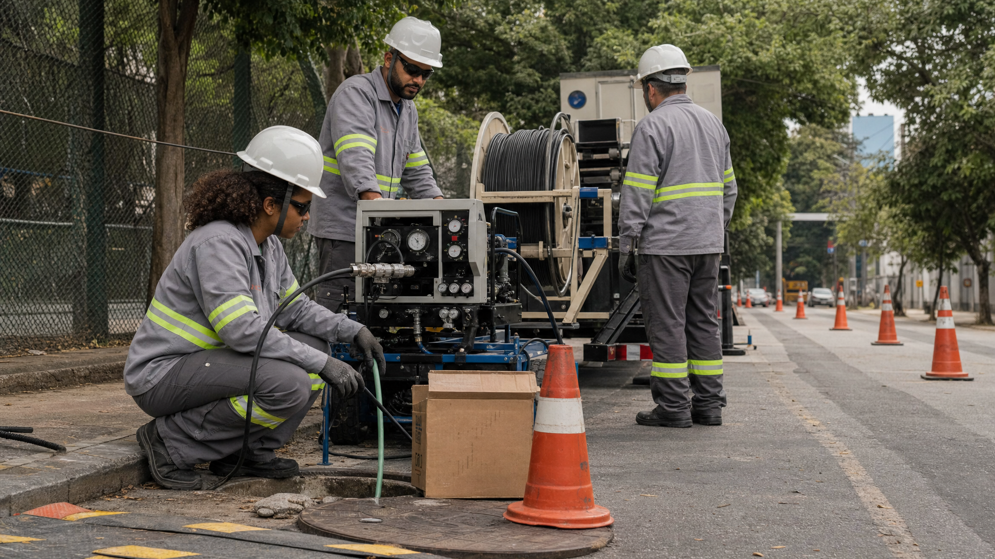 Lancamento de fibra em duto
