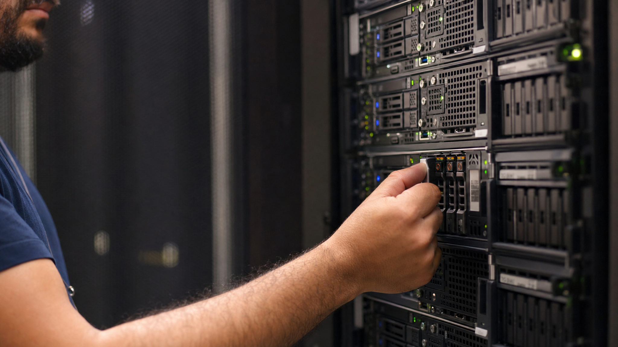 Detalhe de operacao em rack