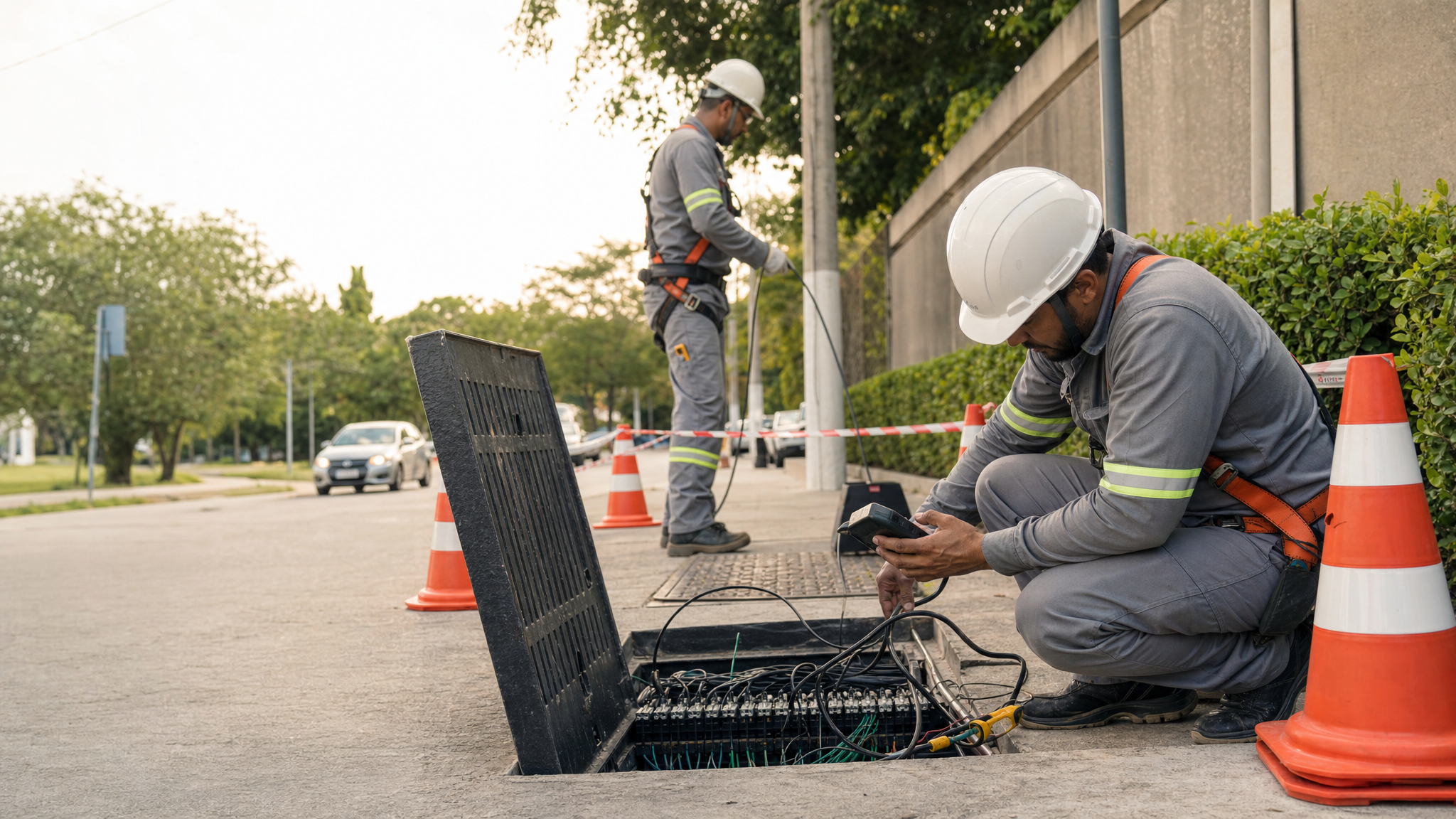 Trabalho em caixa subterranea